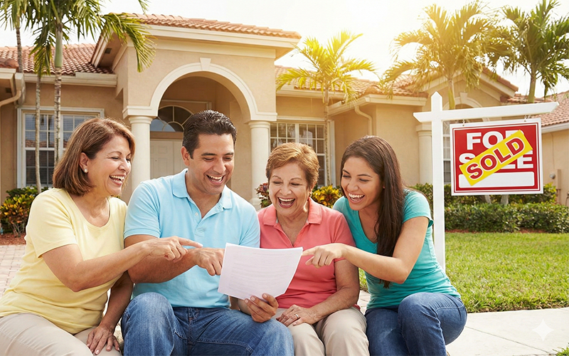 Familia en Miami disfrutando beneficios de Homestead Exemption
